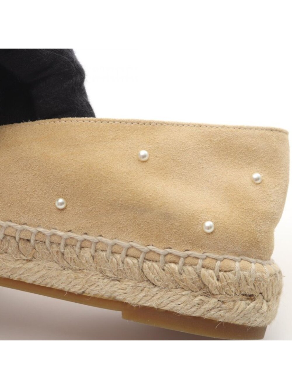 Chanel CC Logo Pearl Espadrille Slip on Suede - Picture 10 of 11